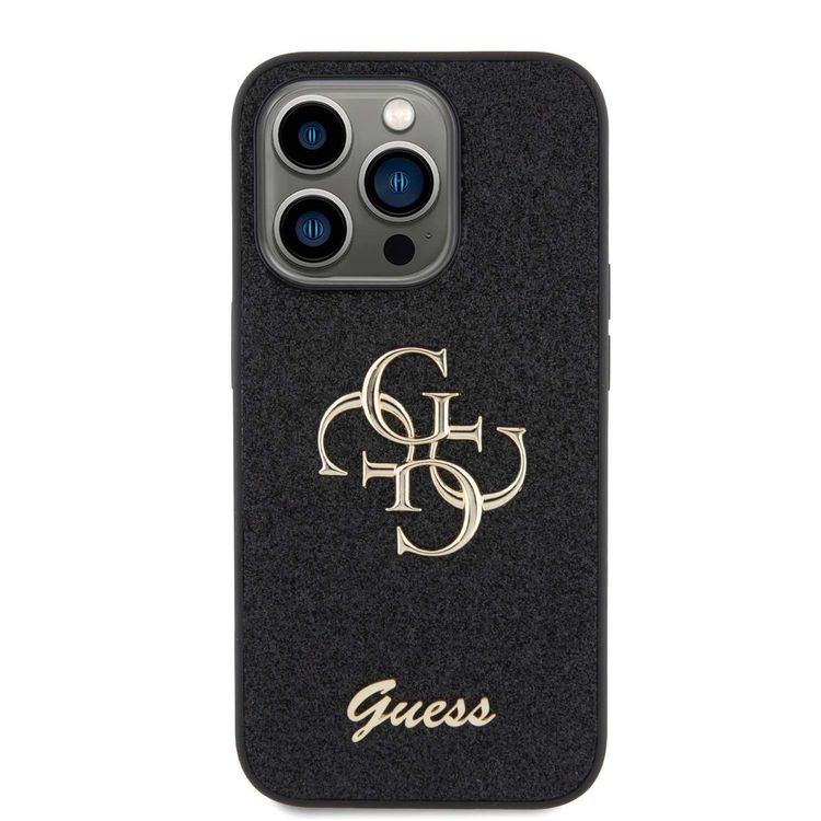 Guess Fixed Glitter Case with Big 4G Logo - Black - iPhone 15 Pro