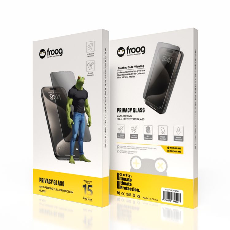 واقي شاشة الخصوصية من iFroog، زجاج حماية كاملة مضاد للتجسس لهاتف iPhone 15 Pro Max، مضاد لبصمات الأصابع ومقاوم للخدش - أسود