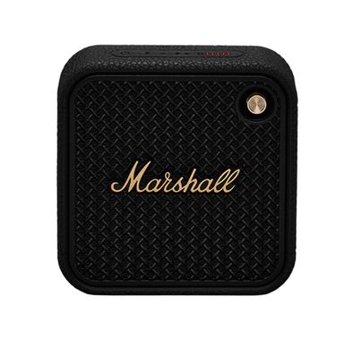 Marshall Willen II Compact Portable Wireless Speaker with Bluetooth Version 5.3, Water Resistant, Fast Charging, 17 Hours Play Time, 2.5 Hours Charging Time, Type-C Charging Port, Built-in Microphone, Lightweight Design - Black / Brass