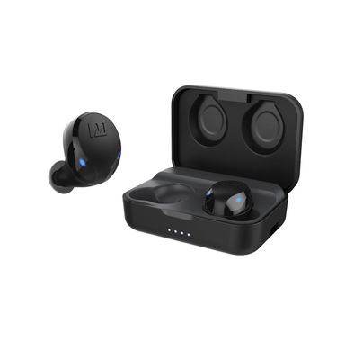MEE Audio X10 Truly Wireless Headphones with Ergonomic Design, Different Sizes of Silicone Eartips, Voice Assistant Support, Built-in Omnidirectional Microphone, 23 Hours Battery Life with Charging Case, 2 Hours Charging Time - Black