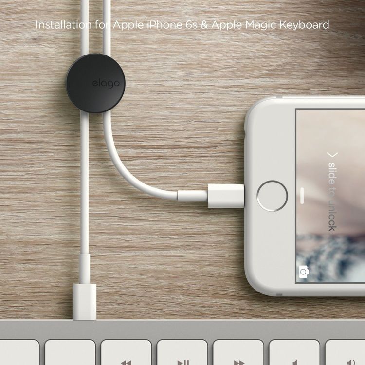 Elago Cable Managament Button, Compatible with Different types of Cables, Power Cord, TV Cable, USB Cable, Home and Office, Desktop Cable, Earphones Organizer, Organized - Black