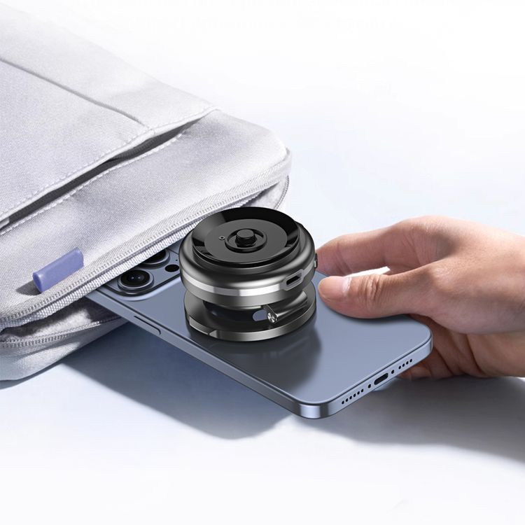 Porodo Vacuum Lock MagSafe Phone Holder with One-Touch Electric Suction, 100mAh Battery, N52 Magnets, 360° Rotation, Adjustable Viewing Angle, Foldable State, Multi-Surface Mount, ABS, Silicone & Zinc Alloy Material - Black