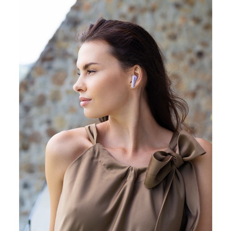 Green Lion Smart Tune True Wireless Earbuds with ANC, Smart Display Case, 500mAh Case Battery Capacity, 10m Transmission Range, IPX5 Waterproof -  Purple