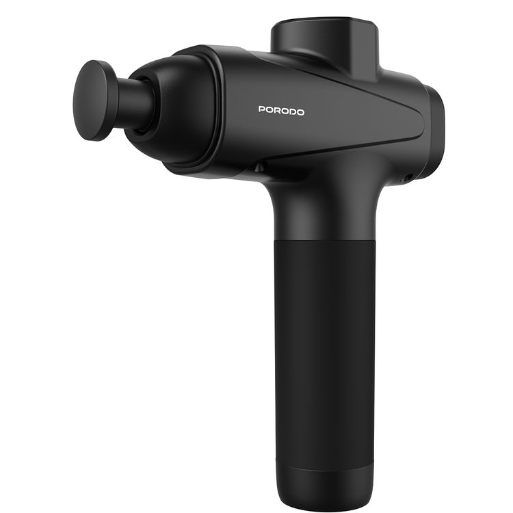 Porodo Multi-Head Relief Deep Massage Gun with Adjustable Massage Intensity, Type-C Fast Charging, Deep Tissue Relief, 30 Speed Levels, LCD Touch Display, 6 Interchangeable Heads, 1500mAh Battery Capacity, 3 Hours  Working Time  - Black