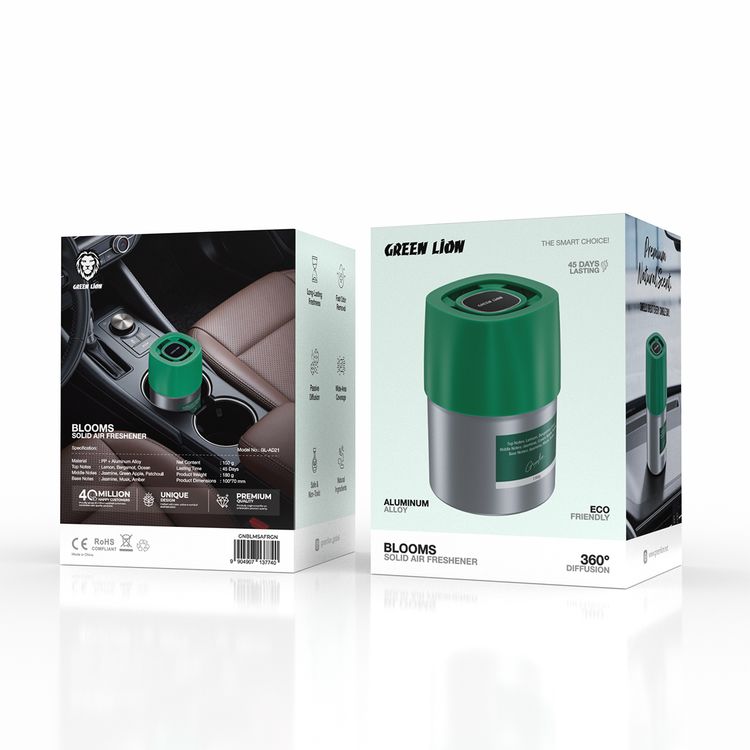 Green Lion Blooms Solid Air Freshener with Long-Lasting Freshness, 360° Diffusion, Fast Odor Removal, Passive Diffusion, Wide-Area Coverage, Safe & Non-Toxic, Natural Ingredients, Aluminum Alloy, 45 Days Lasting, Eco-Friendly - Green