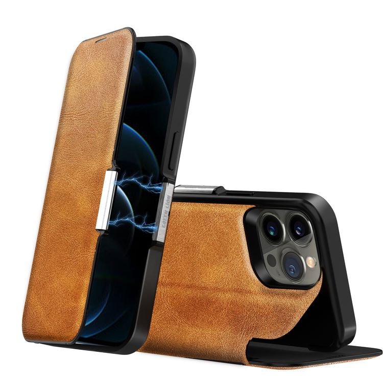 Green Lion PU Leather Wallet Folio Case for iPhone 13 Pro Max ( 6.7" ) - Brown