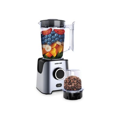 Green Lion Jet Blend Pro Juice Blender with Grinder, 650W Peak Power, 1.8L Capacity, 2 Speed Levels, 6-Leef Blade, 19000RPM Motor, Control Dial - Gray