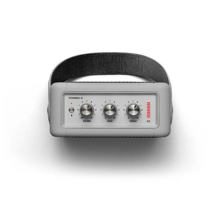 Marshall Stockwell 2 Bluetooth Wireless Stereo Speaker, Lithium-ion Battery, Water Proof, 20 Hours Playing Time, 5 Hours Charging Time, Fast Charge - Gray