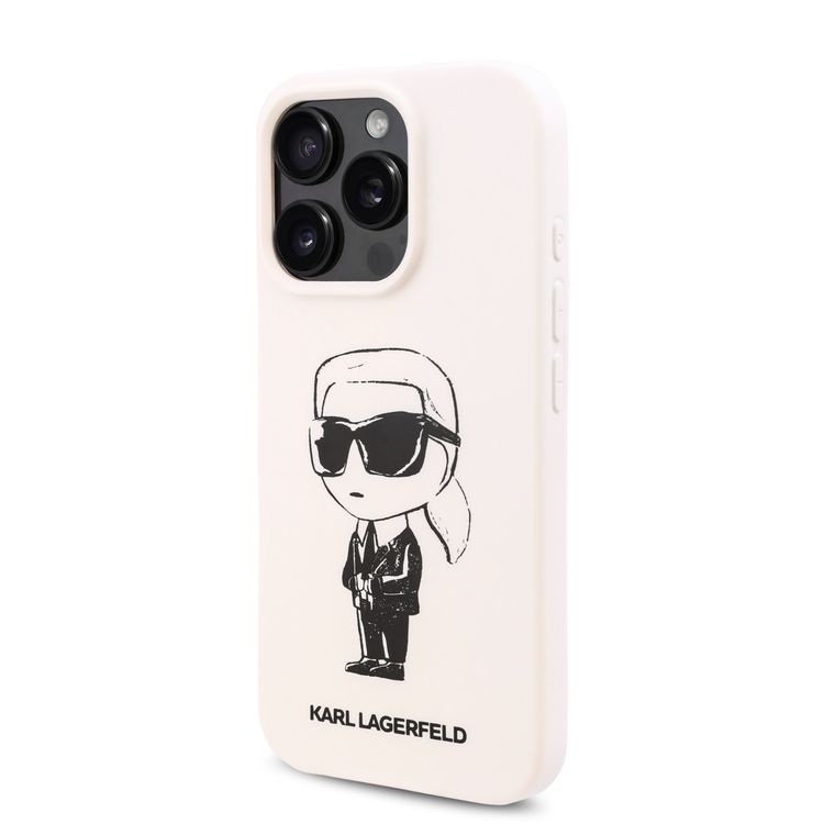 Karl Lagerfeld TPU Silicone Hard Case with ikonik Graffiti Logo for iPhone 16 Pro Max, Durable Material, Comfortable and Secure Grip, Lightweight and Slim - White