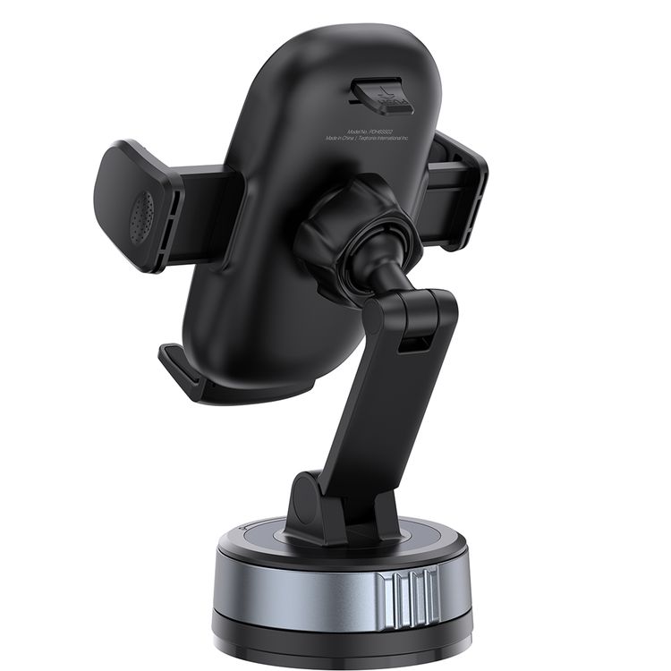 Porodo Robson Cradle Suction Phone Holder with Adjustable Viewing Angle, Lock and Unlock Function, Strong Suction Base, Multi-Surface Mounting, One-Click Lock and Release, Full-Angle Rotation, Compatible with 4.7"-6.8" Devices - Black