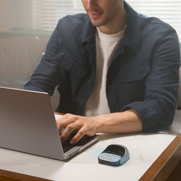 Porodo Vireo Smart Wireless Mouse for Desktop & Presentation, Spotlight Indicator Light, Adjustable DPI, 450mAh Battery Capacity, 2.5 Hours Charging Time, 20 Days Working Time, Bluetooth Version 5.0, Windows & MacOS Compatibility - Gray