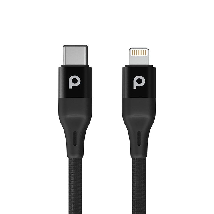 Porodo Braided USB-C to Lightning Cable 1.2M 9V Aluminum PD - Black