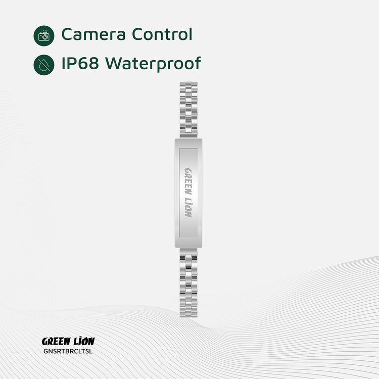 Green Lion Smart Bracelet Zinc Alloy Case with Heart Rate & Sleep Monitoring, Camera Control, 5 Days Working Time, Waterproof, 16mAh Battery Capacity, Bluetooth 5.1 - Silver