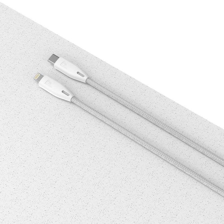 Powerology Fast Charging Cable, [MFi Certified] USB C to Lightning Braided Fast PD Charge 2 meter / 6.6 feet with iPhone 12 Pro Max/12 Mini/12, 11 Pro Max/11 Pro/11, XS Max/XS/XR/X, 8 Plus/8 (White)