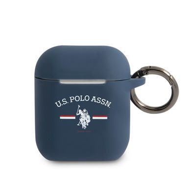 CG MOBILE U.S.Polo Assn. Silicone Horses Flag Case Compatible for Airpods 1/2, Scratch Resistant, Shock Absorption & Drop Protection Cover Officially Licensed - Navy Blue