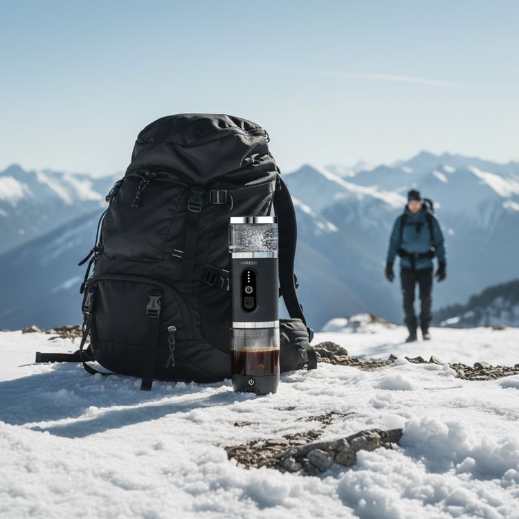 LePresso 4-in-1 Portable Coffee Machine with Milk Frother, 80mL Capacity, 20BAR Pressure, 2500mAh Battery Capacity, 100W Power, Compatible with Coffee Powder & Capsules, 3-4 Minutes Brewing Time - Black