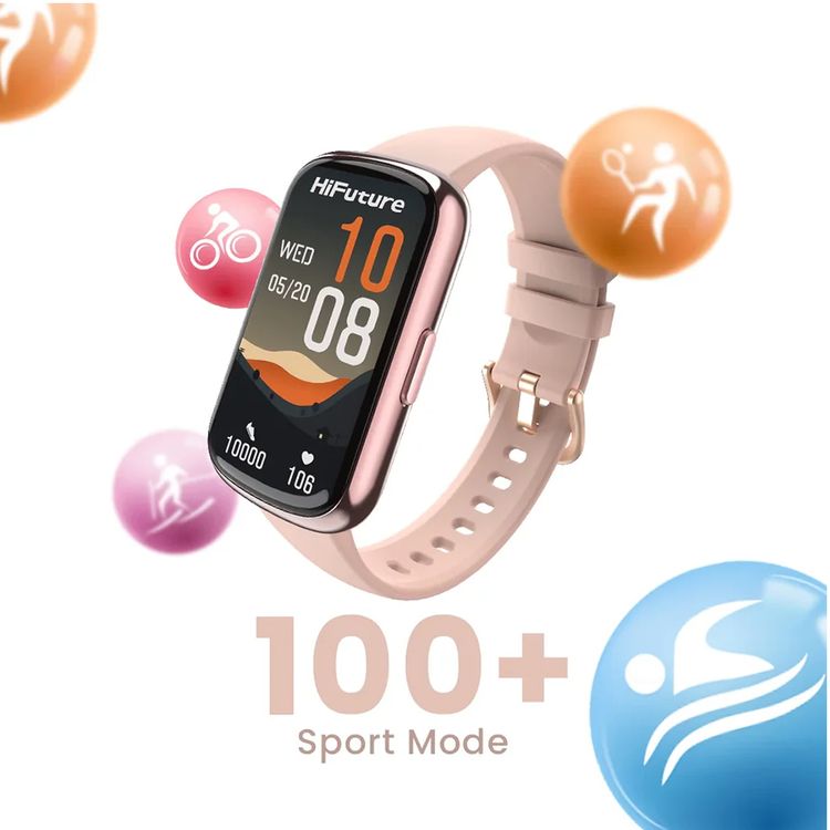 HiFuture EVO2 Smart Watch with 1.47" IPS Display, Up to 7 Days Battery Life, Health Monitoring, Calorie & Step Count, Lightweight Design - Rose Gold