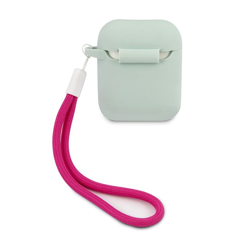 جراب سي جي موبايل من غيس من السيليكون العتيق بشعار فوشيا مع حبل متوافق مع ايربودز 1/2 ، مقاوم للخدش والسقوط ، غطاء سيليكون واقٍ ممتص ومقاوم للغبار ، ملمس ناعم ، سهل التركيب