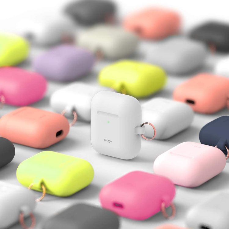 Elago Skinny Hang Case Cover Compatible for Apple AirPods 1&2 Generation, Upgraded Premium Silicone, Front LED Visible, Scratch Resistant, Drop Resistant, Protective Cover