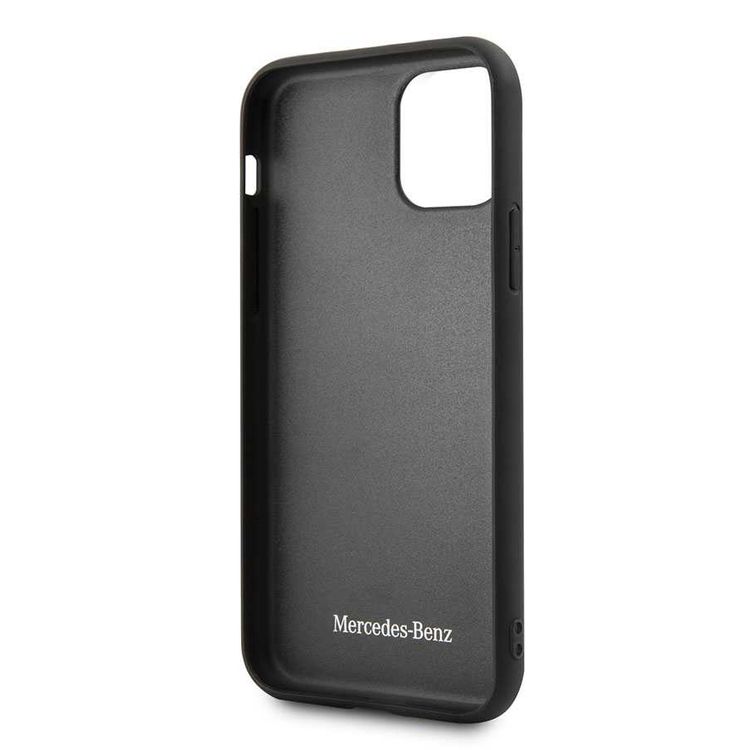 Mercedes-Benz Hard Case Quilted Perforated Genuine Leather For iPhone 11 Pro - Black