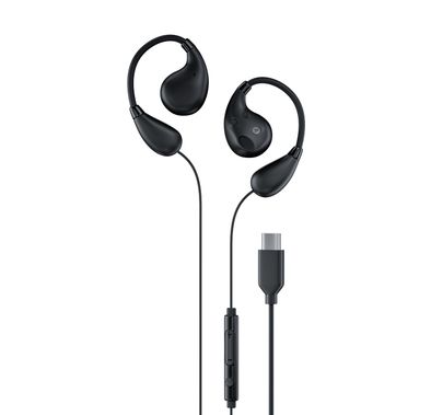 Green Lion Milan Wired Earphones with HD Microphone Clear Calls, Open-Ear Air Conduction, In-Line Control, Flexible Ear Hooks, 14.2mm Dynamic Drivers, USB-C Devices, High Quality Sound, 1.2m Long Cable, Ultra Lightweight - Black