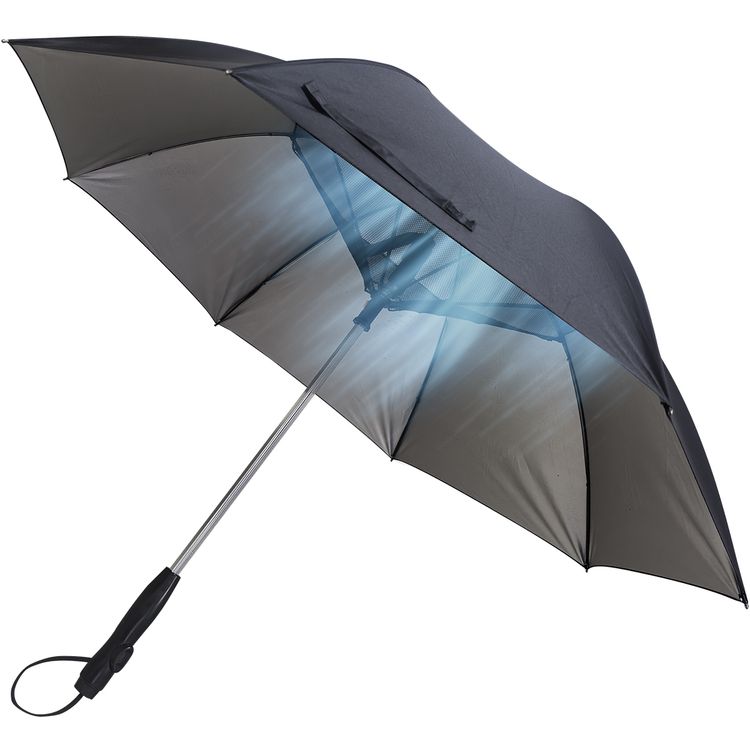 Porodo Lifestyle Cool Mist Umbrella with 2600mAh Battery Capacity, Built-in Fan & Hydrating Mist, Type-C Charging Port, 1 Hour Charging Time, Up to 3 Hours Working Time, UV Protection - Black