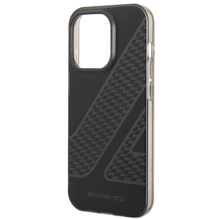 AMG Frosted PC Case - Checkered Pattern, Bumper Protection iPhone 14 Pro Max Compatibility - Black
