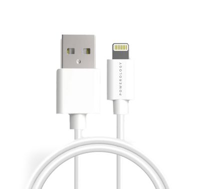 Powerology USB-A to Lightning Cable 3M Fast Charging  Data Sync - White