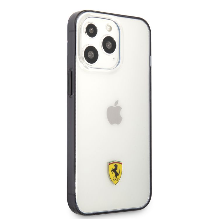CG MOBILE Ferrari Transparent Case Print Logo Compatible for iPhone 13 Pro Max (6.7") Scratches Resistant, Easy Access to All Ports, Drop & Shock Absorption Protective Back Cover Suitable with Wireless Charging Officially Licensed