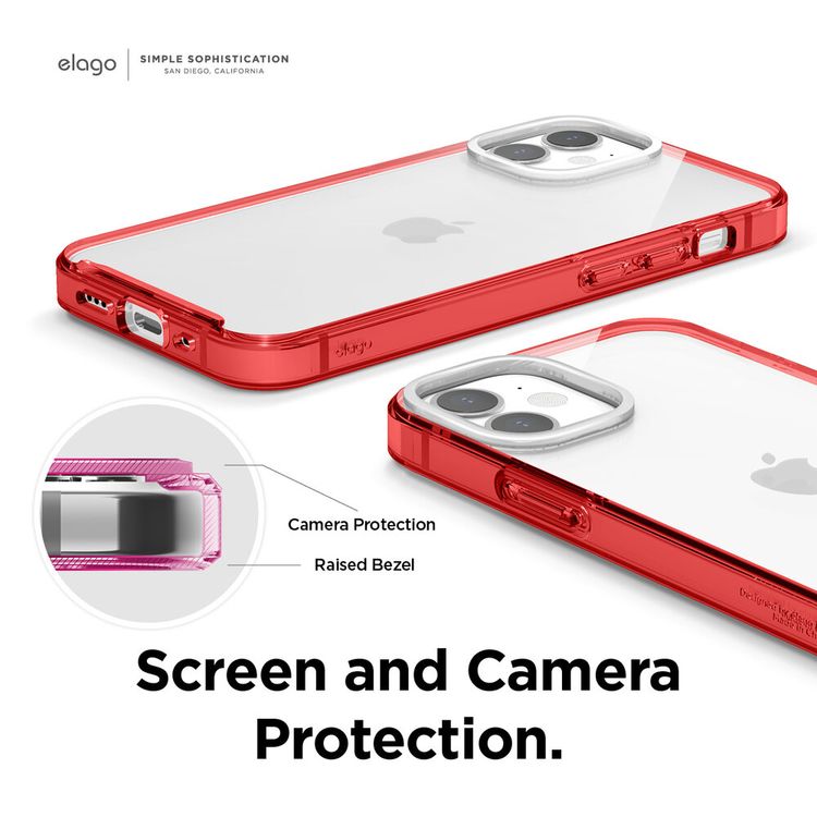 Elago Hybrid Case Compatible w/ iPhone 12 Mini (5.4")Ultimate Protection, Raised Bezel for more Protection, Supports Wireless Charge, Anti-Yellowing, Shock Absorbing Design-Red