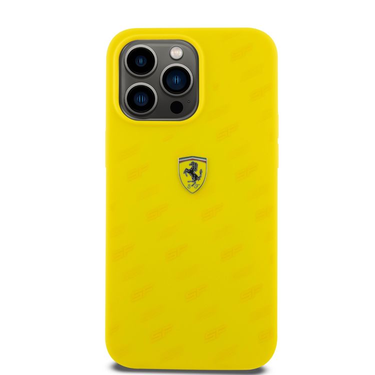 Ferrari iPhone 15 Pro Max For Silicone Case with All Over SF Pattern - Yellow