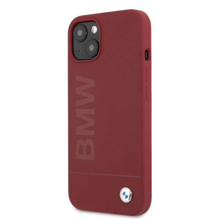 CG MOBILE BMW Liquid Silicone Case Tone On Tone Metal Logo Compatible for iPhone 13 (6.1") Easy Access to All Ports, Anti-Scratch - Red