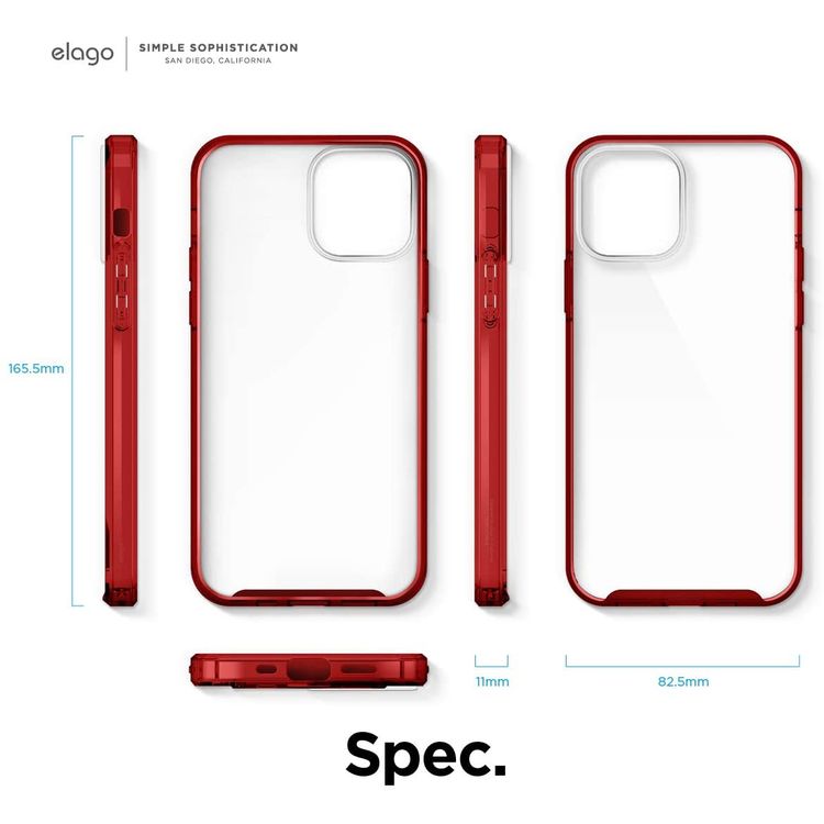 Elago Hybrid Case Compatible for iPhone 12 Pro Max (6.7"), Shock Absorbing Case Suitable Wireless Charging, Screen & Camera Protection - Red
