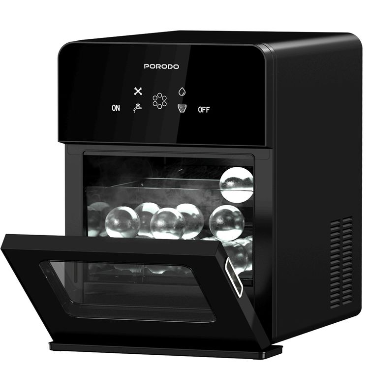 Porodo Lifestyle Sphere Ice Machine with Automatic Self-Cleaning, 4 Ice Spheres per Cycle, 1.6L Water Tank Capacity, Quiet & User-Friendly - Black