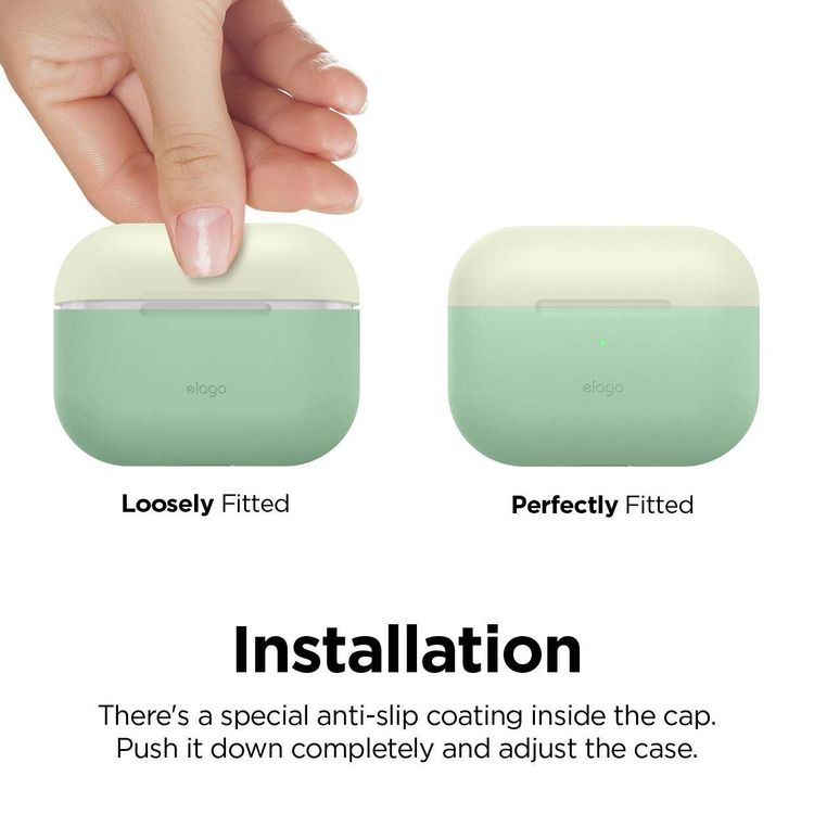 Elago Duo Case for Apple Airpods Pro - Top-Classic White / Peach, Bottom-Pastel Green