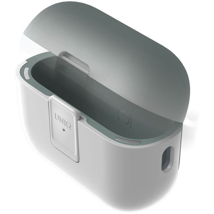 UNIQ Clyde Airpods Pro 2nd Gen Case, Hybrid Dual Layer Design, Premium Aluminum Carabiner, Wired and Wireless Charging - White