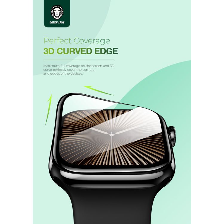 واقي شاشة ثلاثي الأبعاد من Green Lion لساعة Apple Watch Series 10، مقاس 46 مم، مضاد لبصمات الأصابع، مضاد للخدش، لمسة حساسة، وضوح عالي، مقاوم للصدمات، حماية من السقوط، مادة ذاتية الشفاء - شفاف