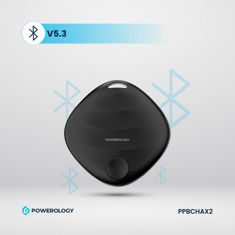 باورولوجي سمارت تاج بتحديثات في الوقت الحقيقي، عمر البطارية يصل إلى 16 شهراً، متوافق مع macOS وiOS 14.5 وما فوق، إصدار بلوتوث 5.3، تصميم محمول، بطارية CR2032 قابلة للاستبدال - أسود