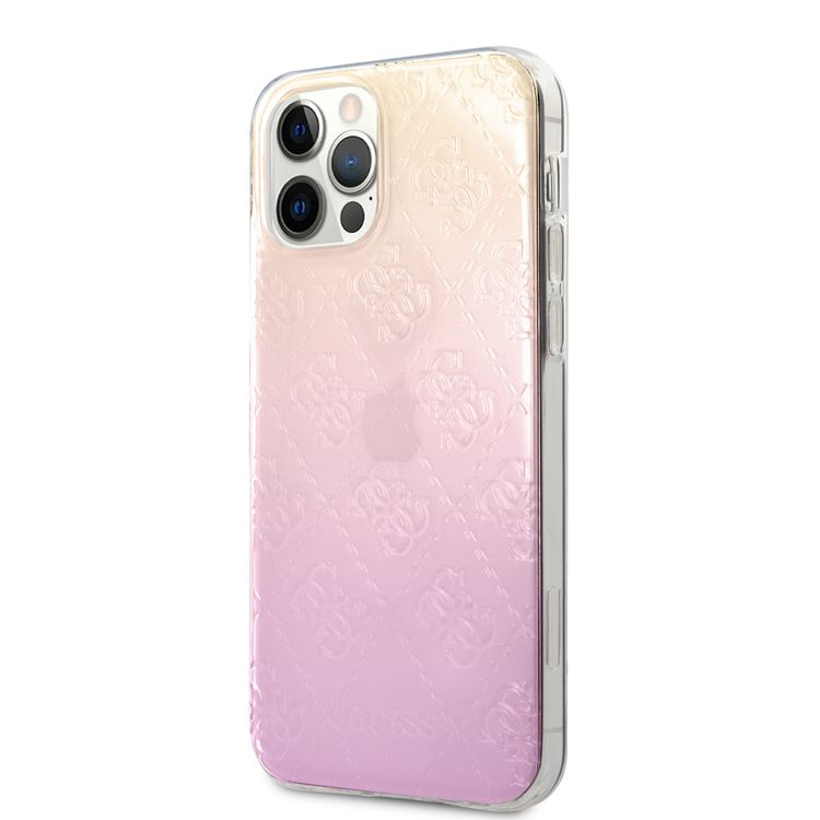 CG Mobile Guess PC/TPU 4G Pattern Hard Case, Shock-Absorption & Drop Protection for iPhone 12 Pro Max (6.7")  Officially Licensed - Gradient Pink