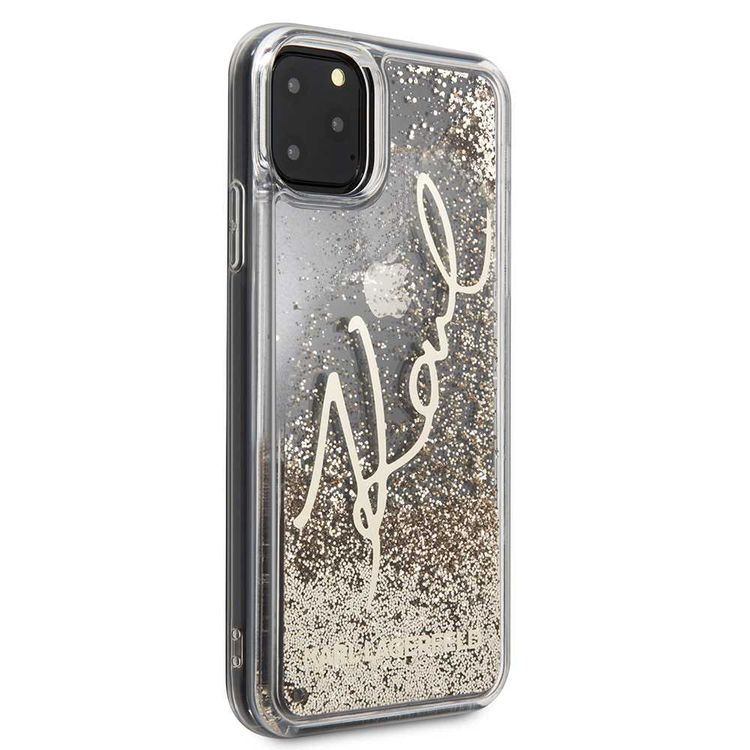 Karl Largefeld Transparent Glitter Signature for iPhone 11 Pro Max - Gold