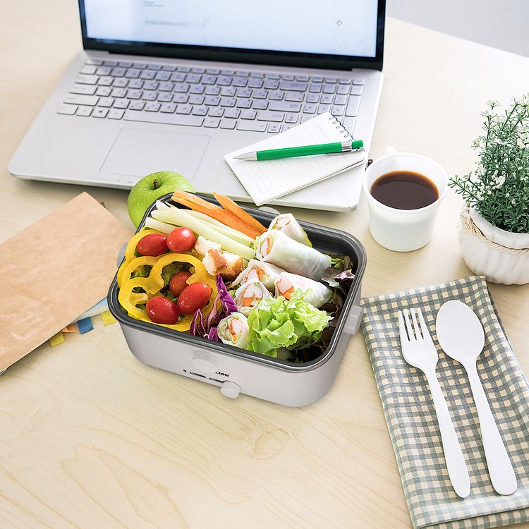 Green Lion Lunch Mate Electric Lunch Box with 1.8L Capacity, 15 Minutes Quick Heat, 80W Power, Removable Inner Container, Detachable Power Cord, Keep Warm Function, Leak-Proof Design - White