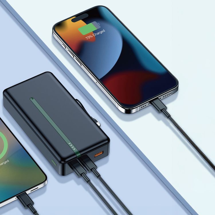 بنك الطاقة جرين ليون بوسطن بسعة 20000 مللي أمبير في الساعة مع مؤشرات LED، ومنافذ USB-A وUSB-C مزدوجة، يتضمن حزام كابل USB-C، مصنوع من مادة ABS، معتمد للطيران، شحن سريع، توصيل طاقة 20 واط وإخراج USB-A بقوة 18 واط - أسود.