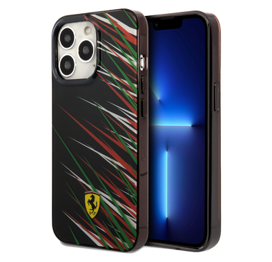 FERRARI HC PC/TPU Double Layer Grass  Hard Case, Drop protection, Compatible with iPhone 13 Pro - Black