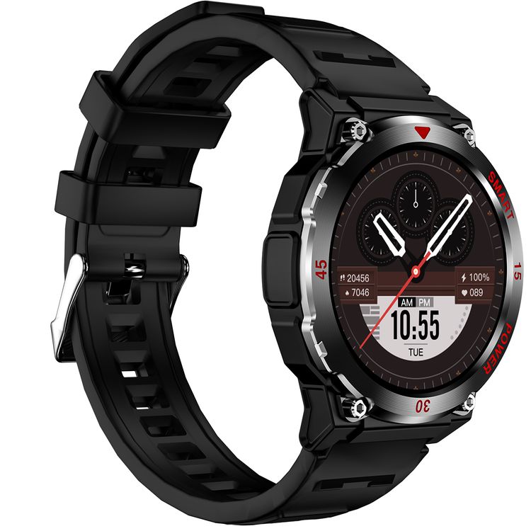 Green Lion Gear Fit Smart Watch with Dynamic Island, Health Monitoring, Bluetooth Calls, Magnetic Charging, Exercise Records, Music Player, 3-5 Days Usage Time - Black