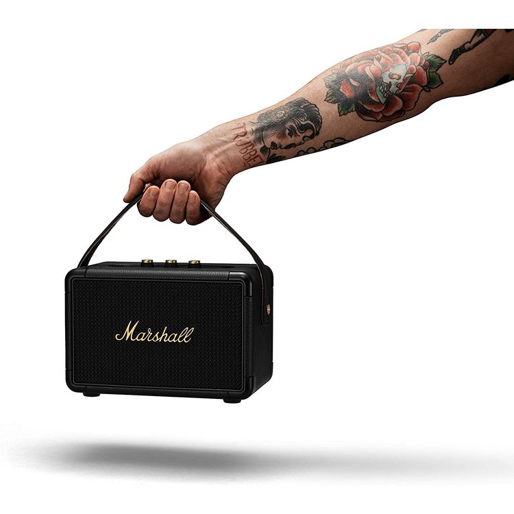 Marshall Kilburn II  Bluetooth Wireless Stereo Speaker, Integrated Rechargeable Lithium-ion Battery, Bluetooth 5.0,  2.5 Hours Charging Time, IPX2 - Black / Brass