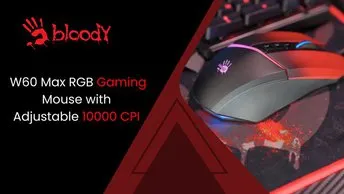 Bloody W60 Max Activated Gaming Mouse in UAE | Dual-injection Rubber Wheel - Black Color |  (W60 MAX)