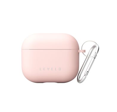 Levelo Gorra Hybrid Silicone AirPods 3 Case with Metal Carabiner, Shockproof, Hybrid Design, Lightweight & Slim - Pink