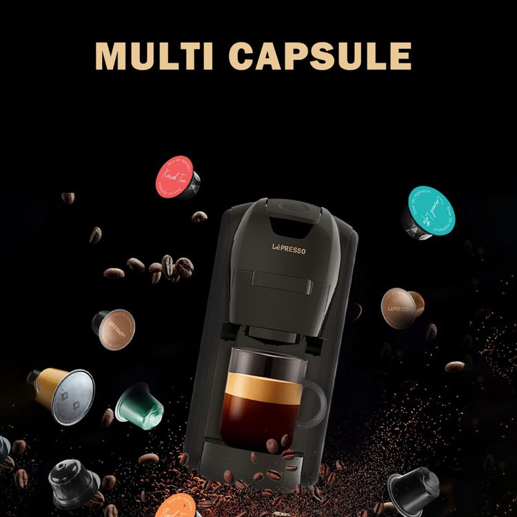 LePresso Lieto Multi-Capsule Coffee Machine with 600mL Water Tank Capacity, Fast & Efficient Brew, 19 Bar Pump, Energy Efficient, User Friendly Interface - Black