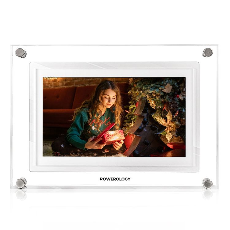 Powerology Digital Photo Display with 7" IPS Smart Frame, 1024×600 pixels Resolution, Smart Photo Centering, 32GB Built-in Storage, Android 6.0 OS, Wireless Instant Sharing - White