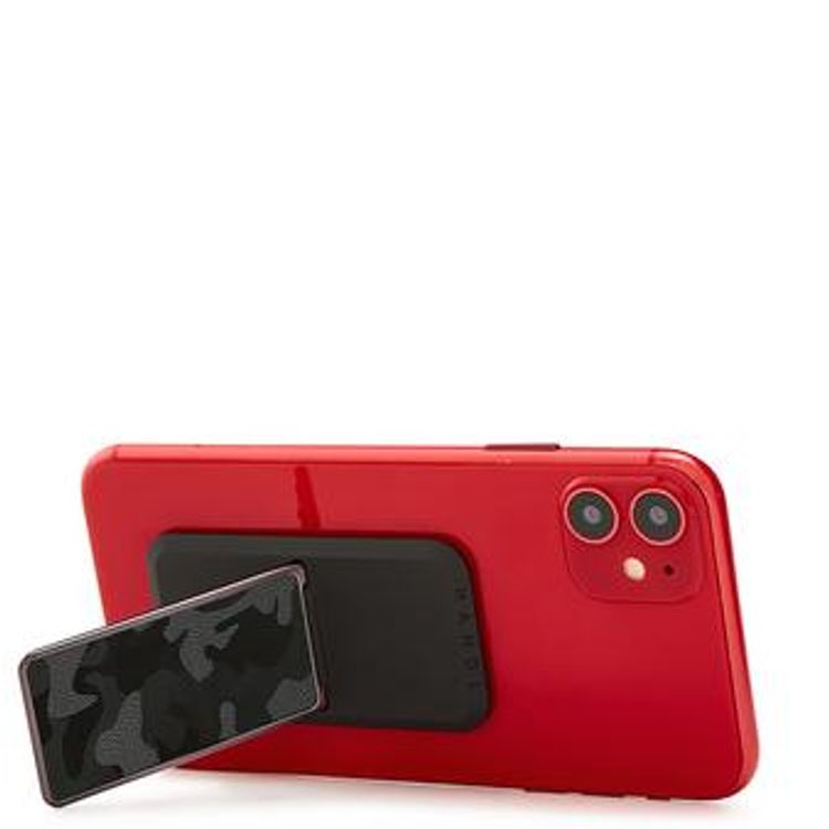 هاندل مقبض هاتف كامو ، أزواج مع أي هاتف ذكي ، مسند متعدد الوظائف ، متوافق مع الشحن اللاسلكي وقبضة الهاتف والحامل - أسود